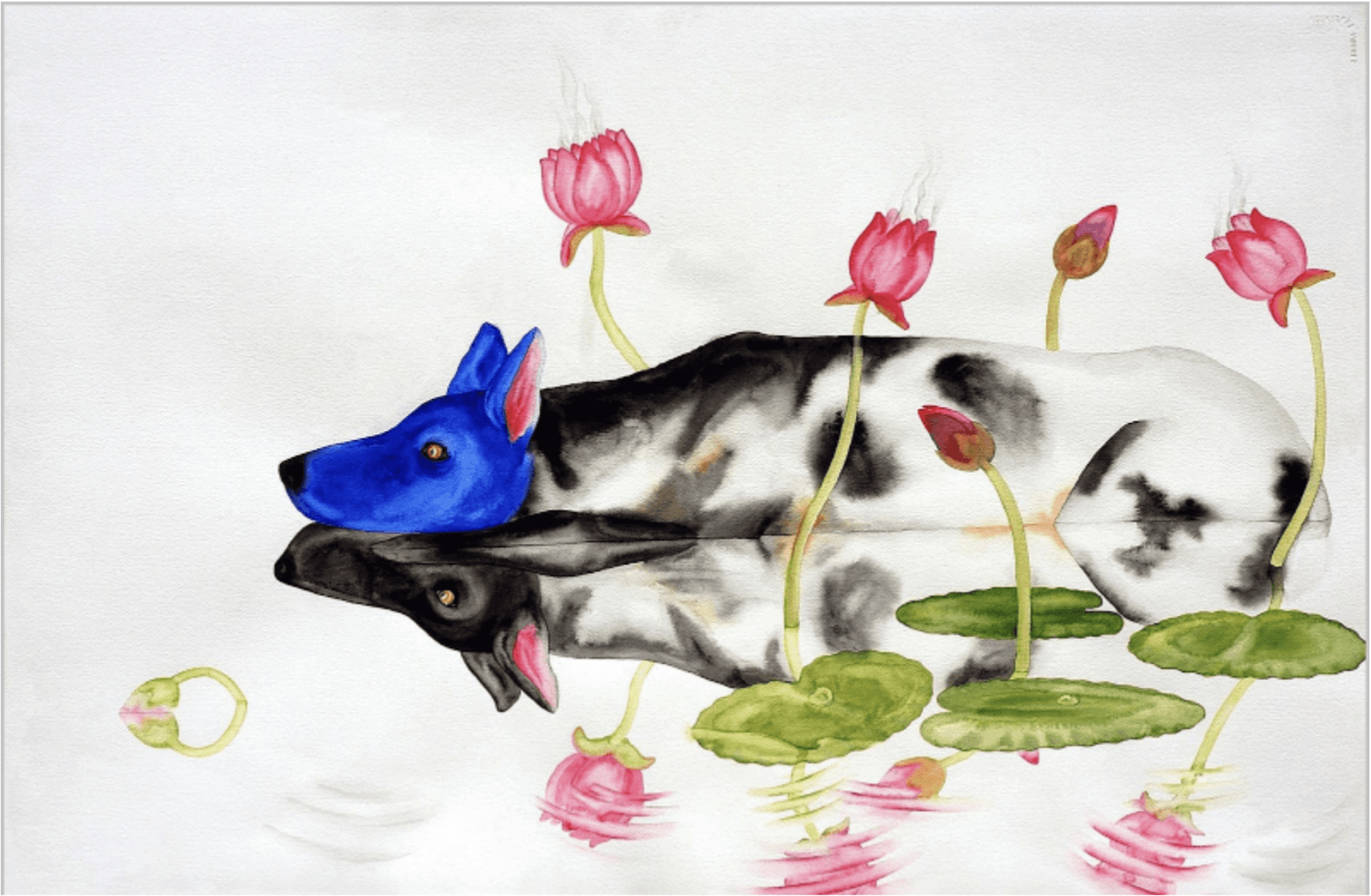 herd of sheep on road painting