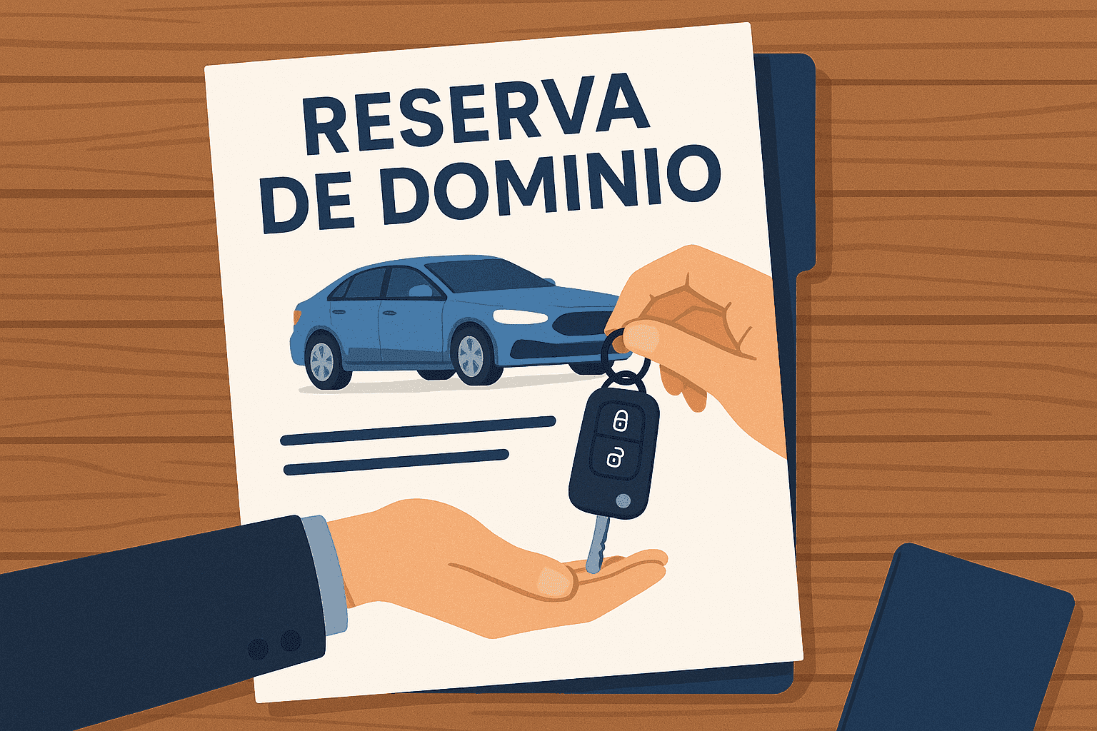 Car ownership document with keys