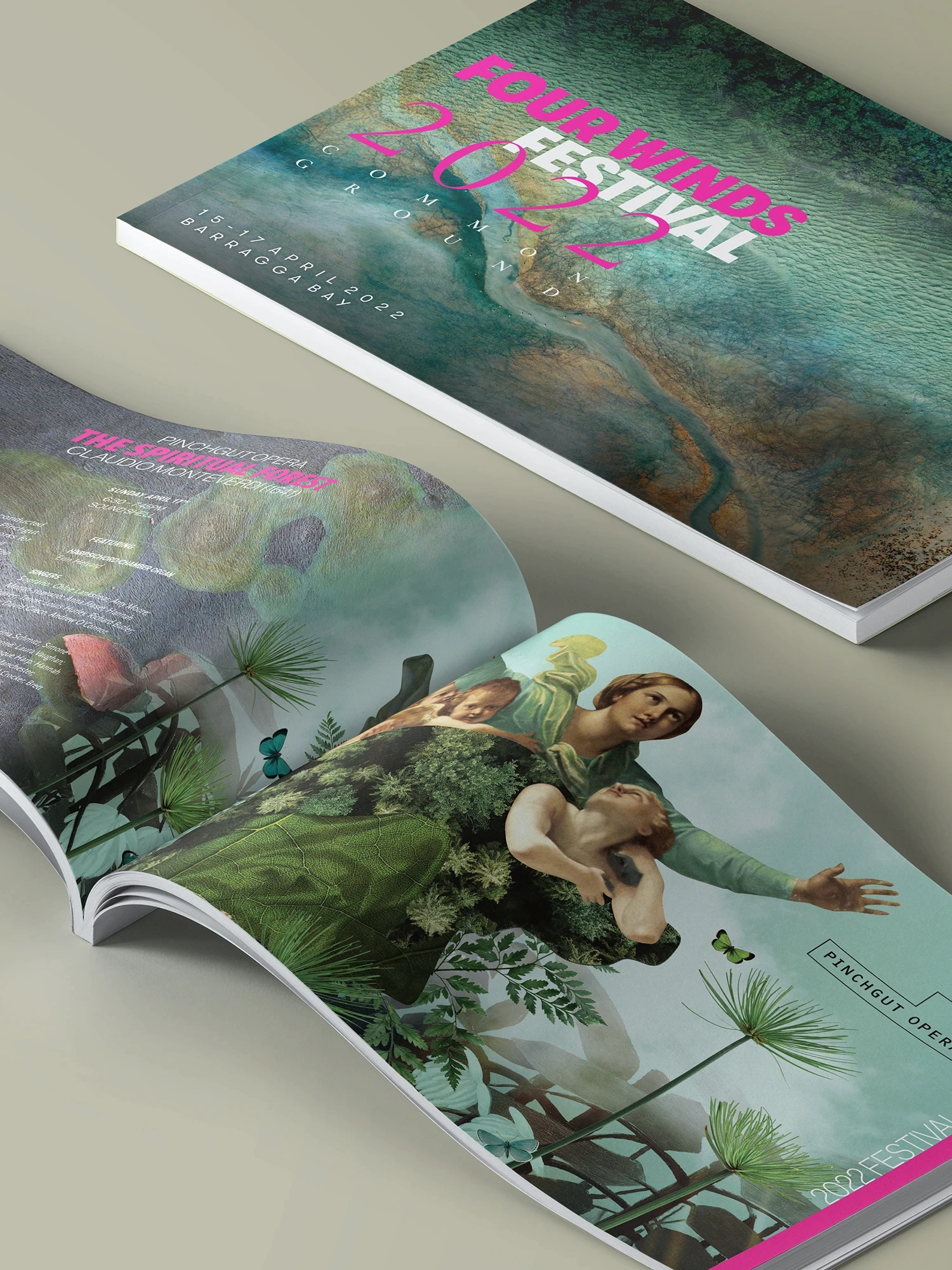 Four Winds festival program guide with illustration and typography.
