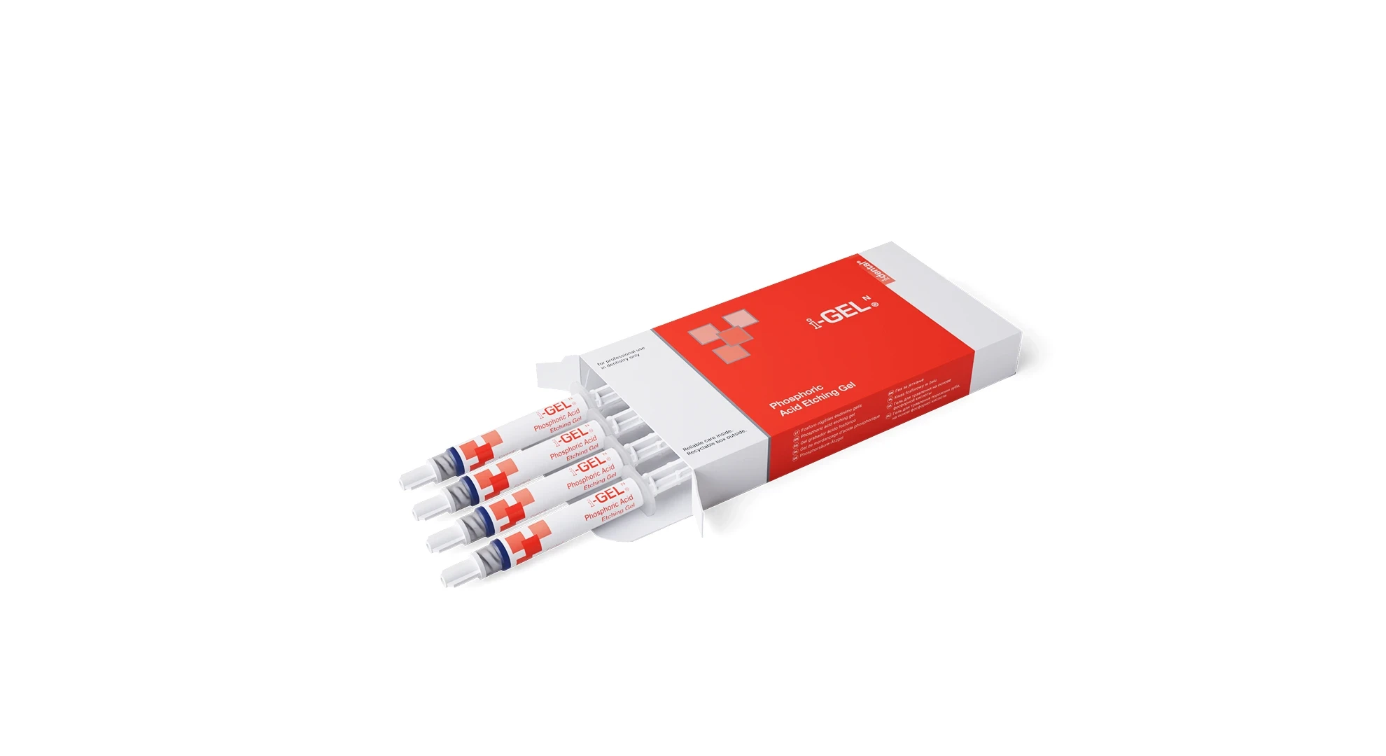 Fotorealistinė 3D vizualizacija – i-GEL rūgštinio gelio švirkštų pakuotė profesionaliam naudojimui, Renderiai.