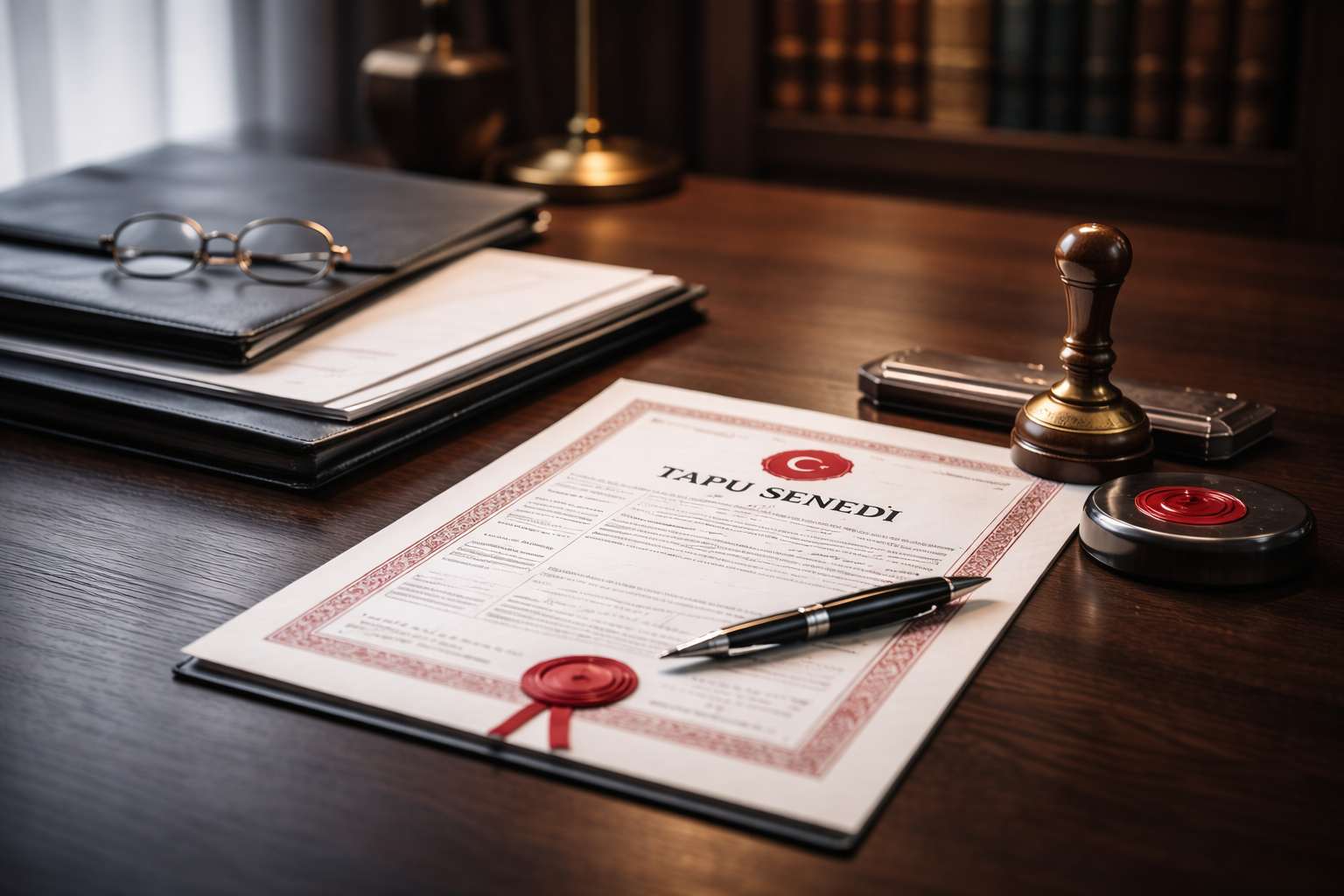 title deed and property documents in Turkey on a desk with keys, representing real estate legal process for foreign buyers