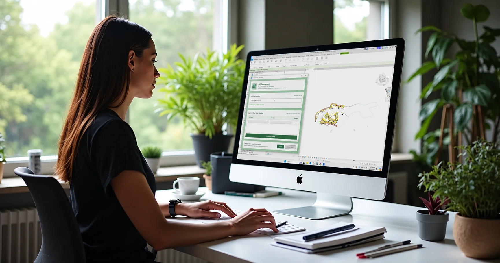 Landscape architect using the XD Landscape plug-in in Revit to map CAD layers to floor types