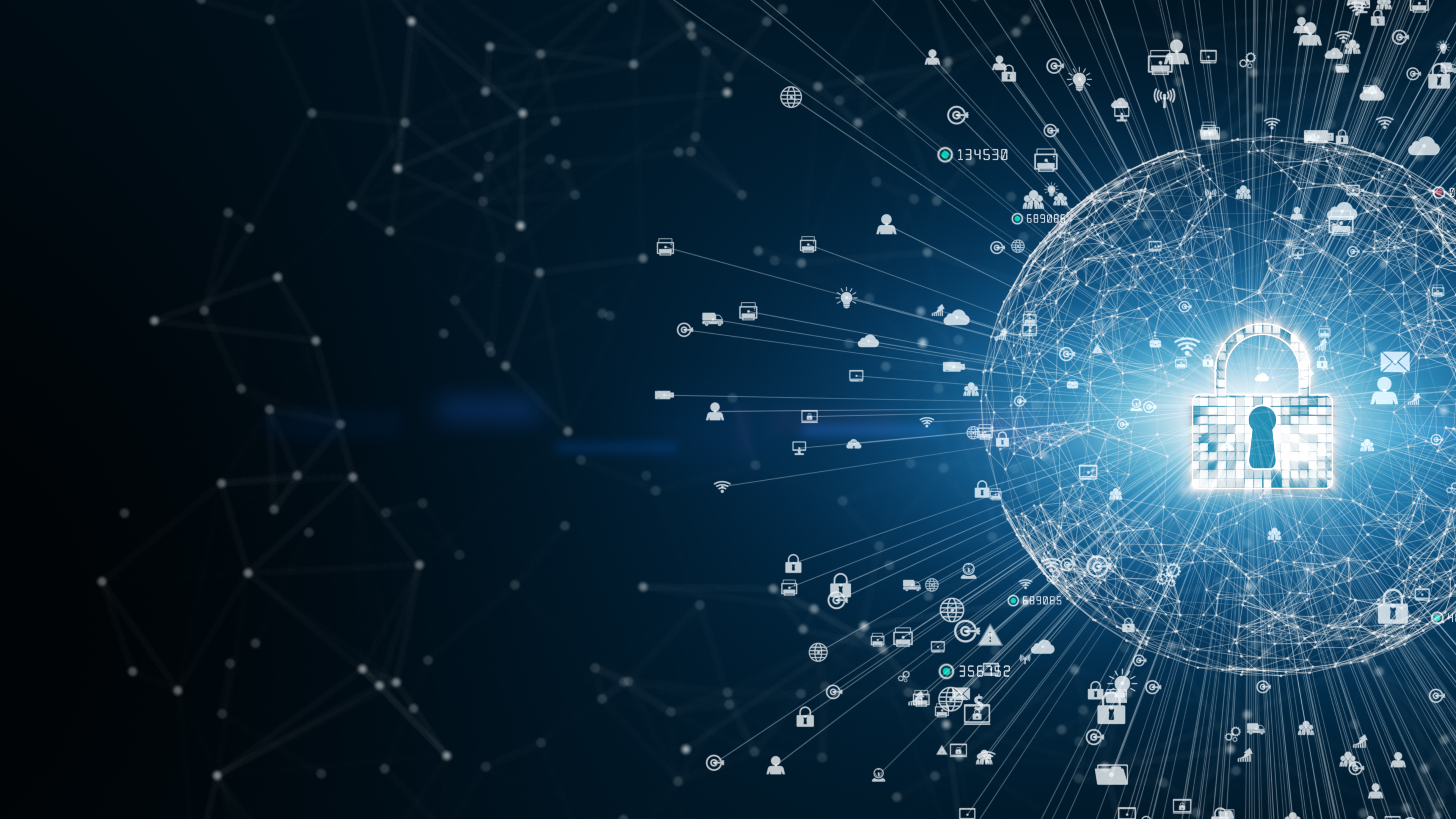 Lock Icon Cyber Security, Digital Data Network Protection