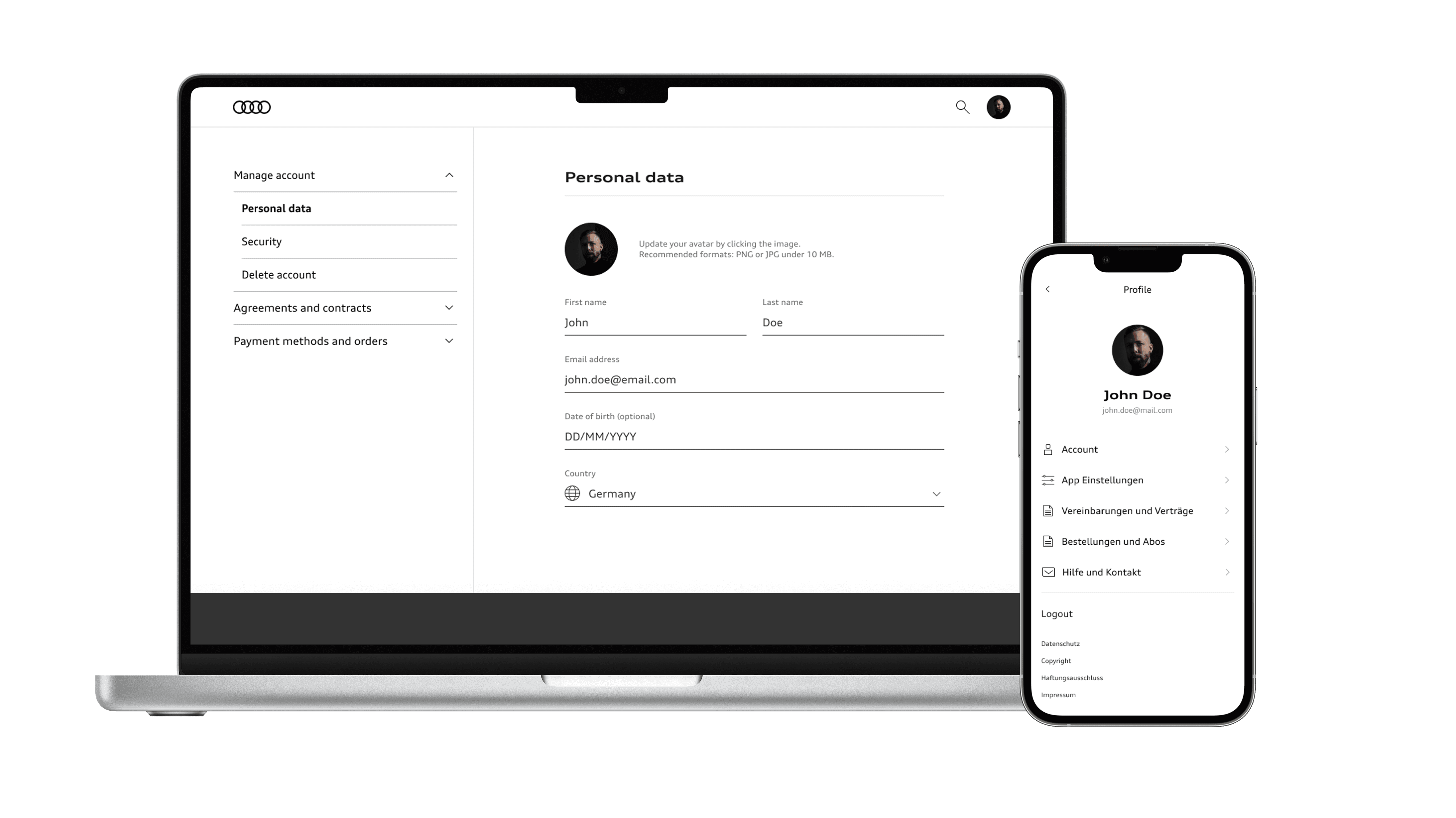 myAudi account details