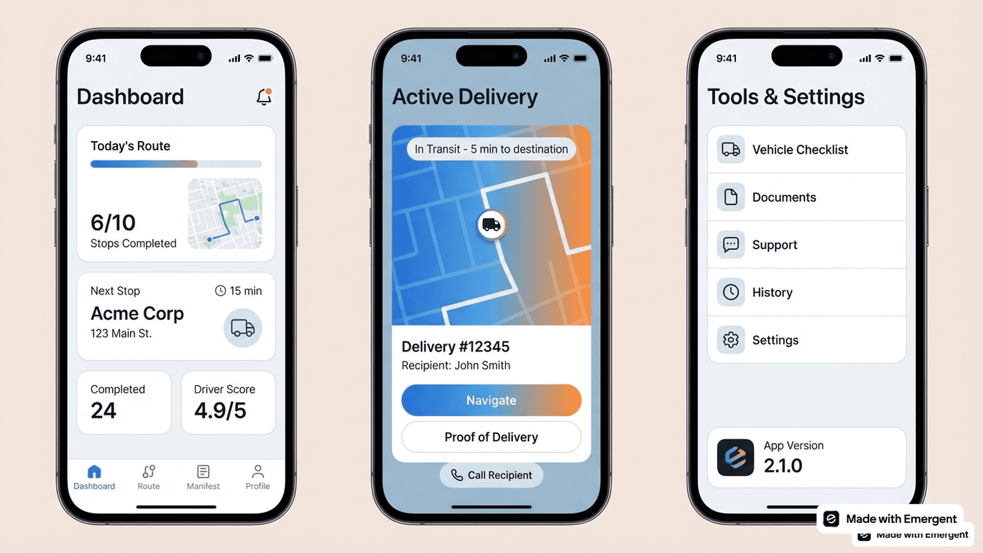 Logistics Driver App Made With Emergent