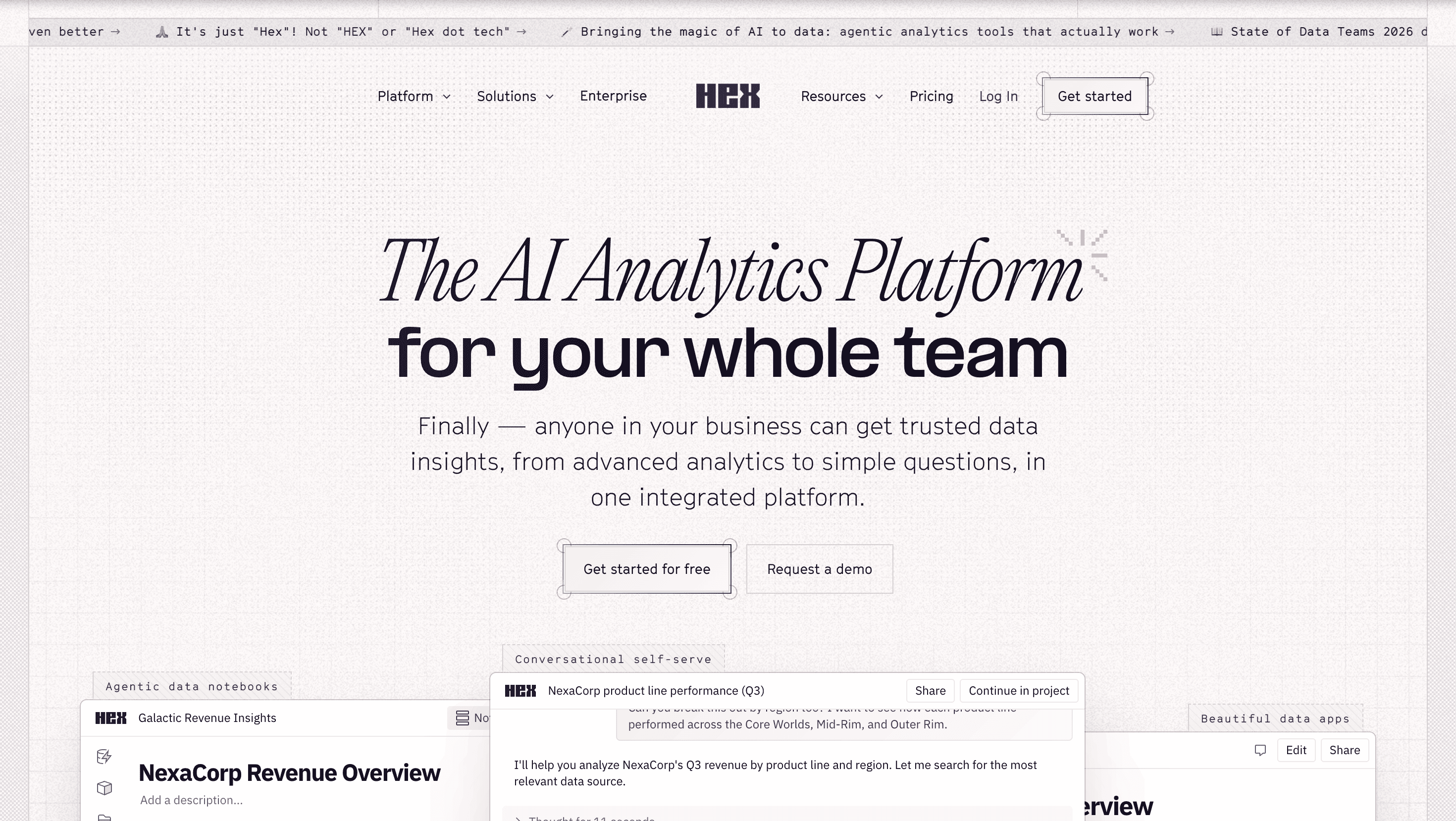 Hex collaborative data notebook platform for SQL and Python analytics