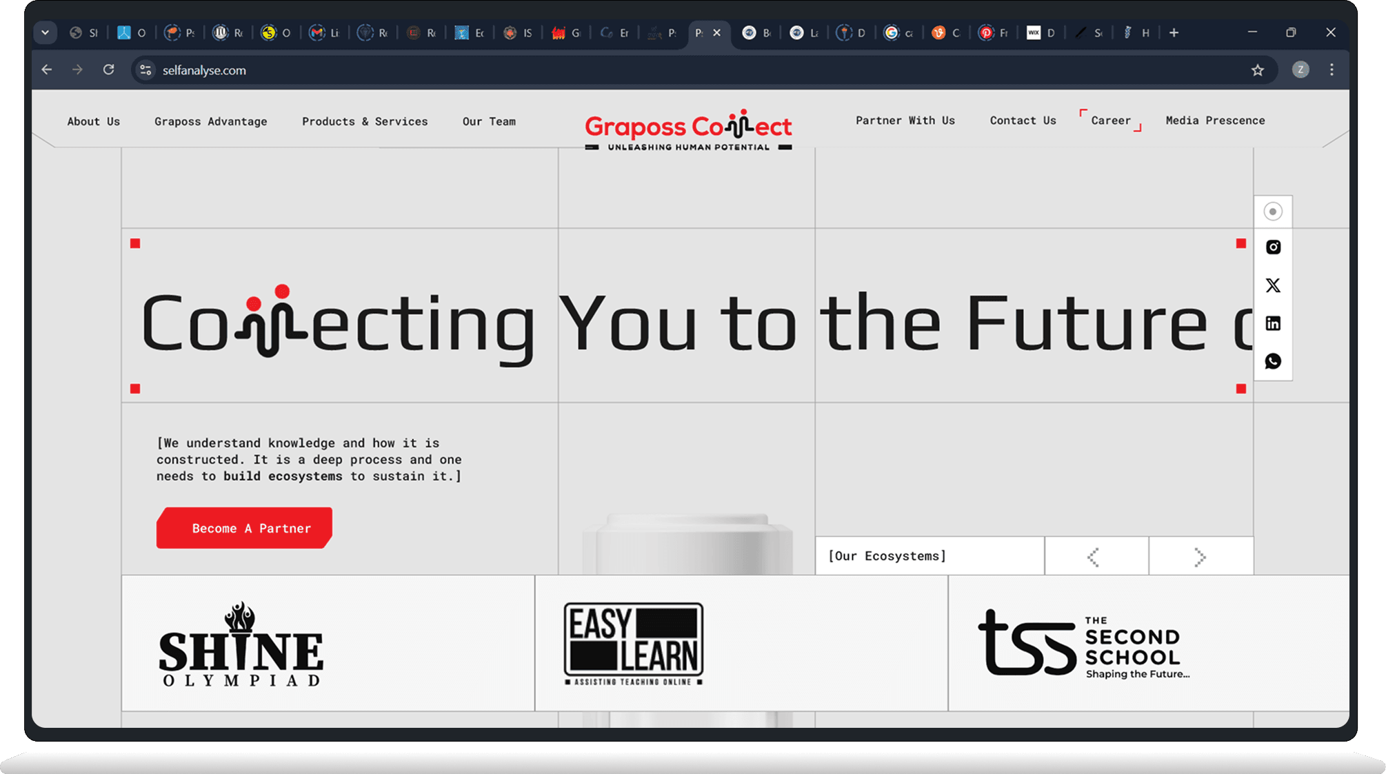 Graposs Connect homepage shown in a laptop mockup