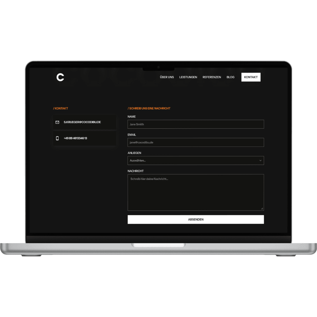 MacBook Mockup der Website cocodibu