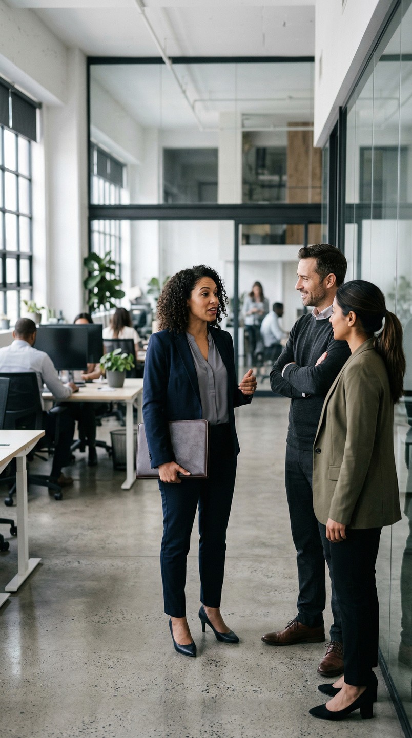 Team of certified appraisers discussing property assessment