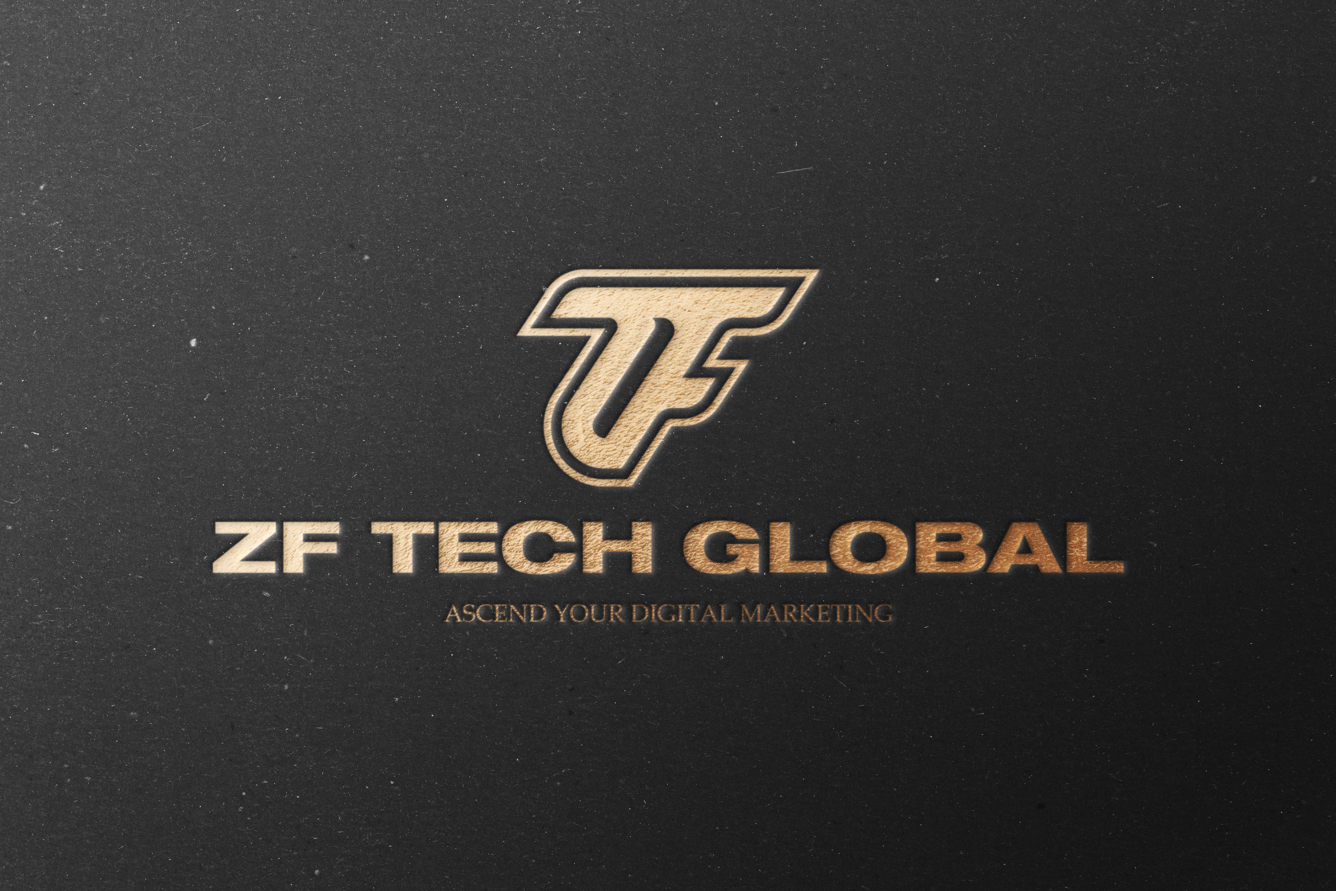 zf tech logo gold embosssed mockup