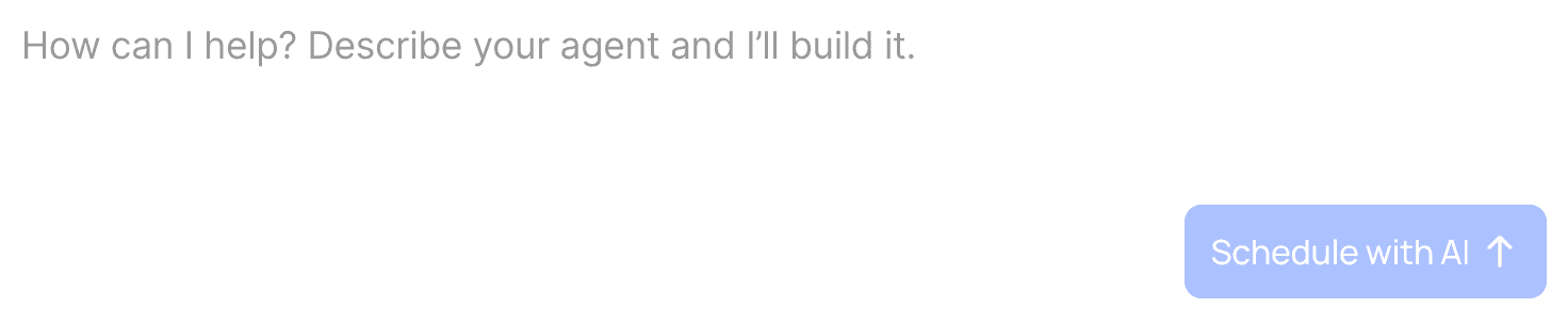 Illustration of Lindy.ai's agent builder prompt for creating a custom scheduling AI agent