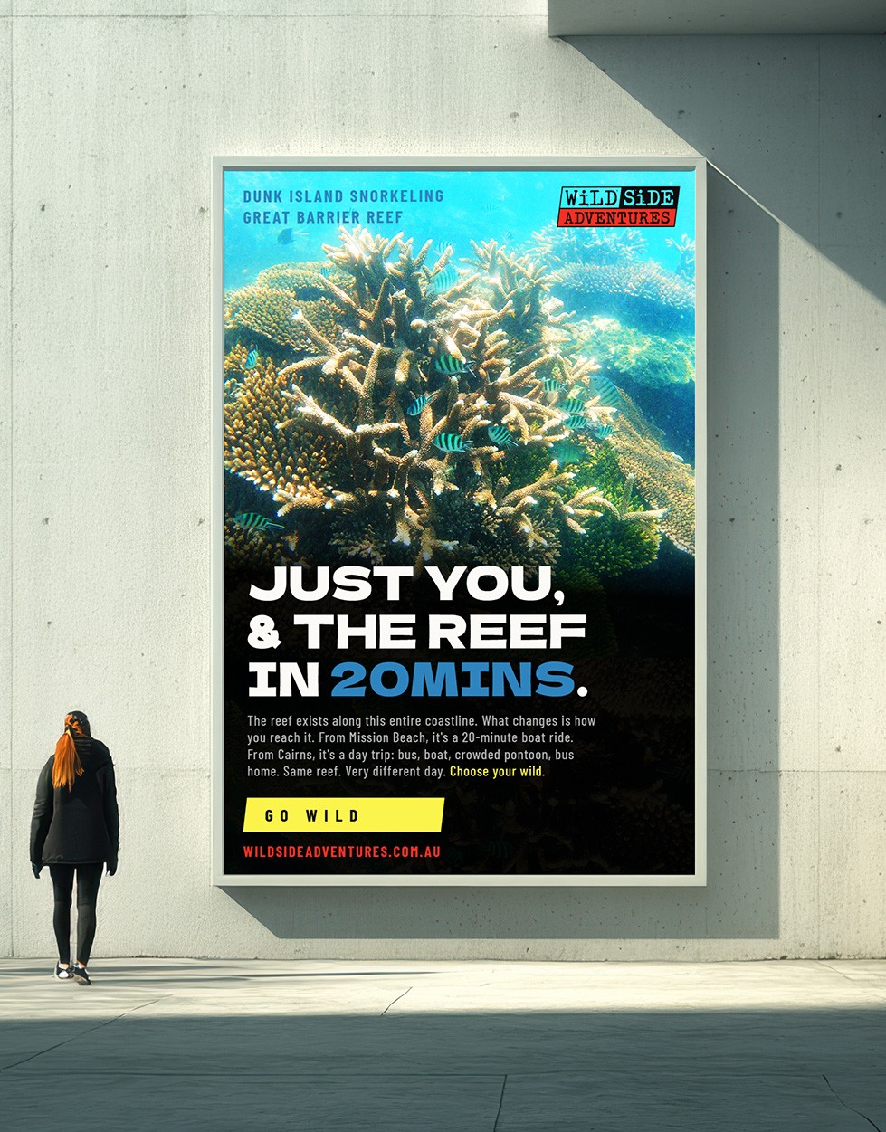 Wildside Adventures outdoor display Ad for reef snorkelling