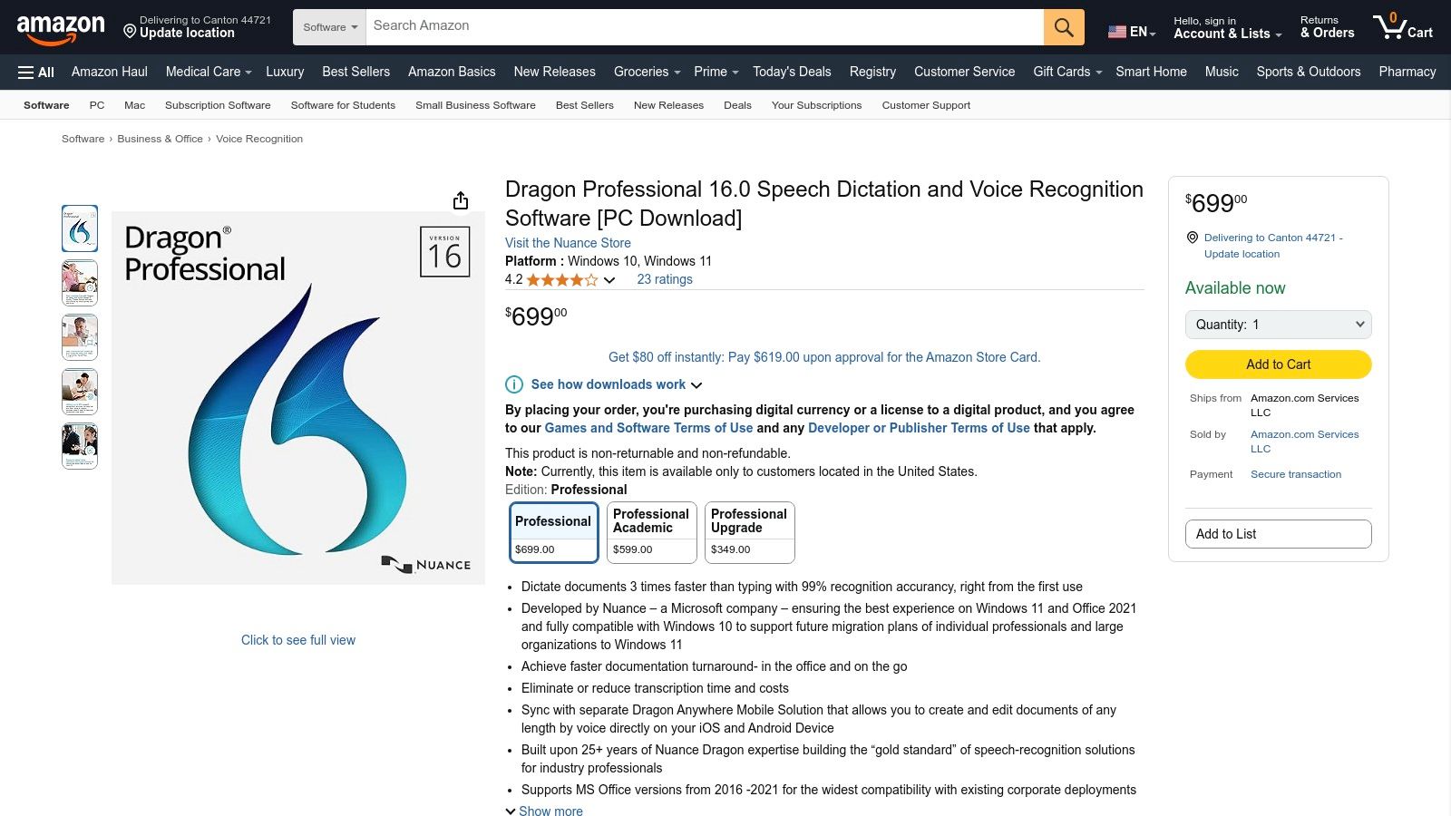 Amazon (Dragon Professional v16)