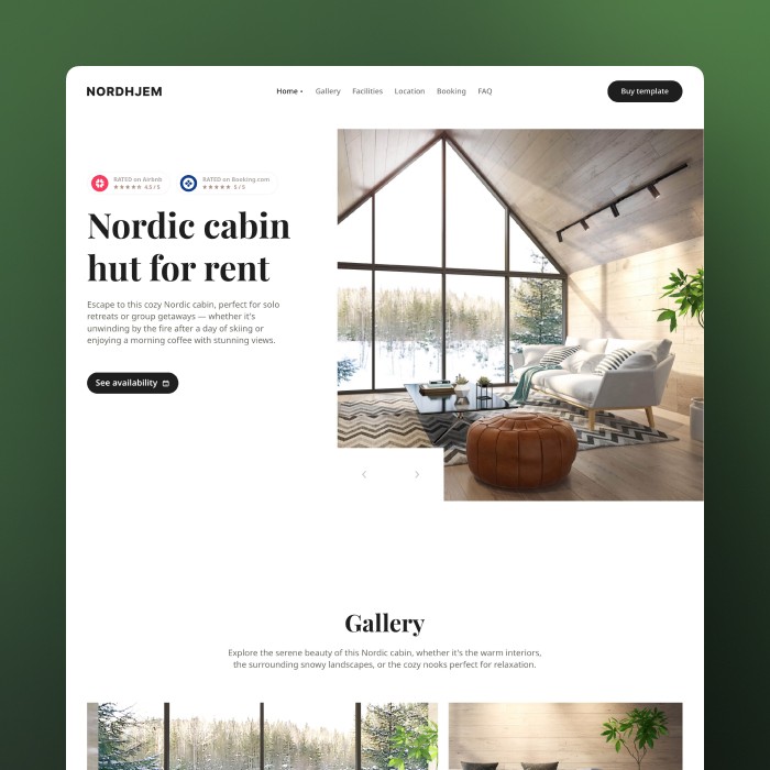 nordhjem framer template for airbnb rental hosting booking vacation