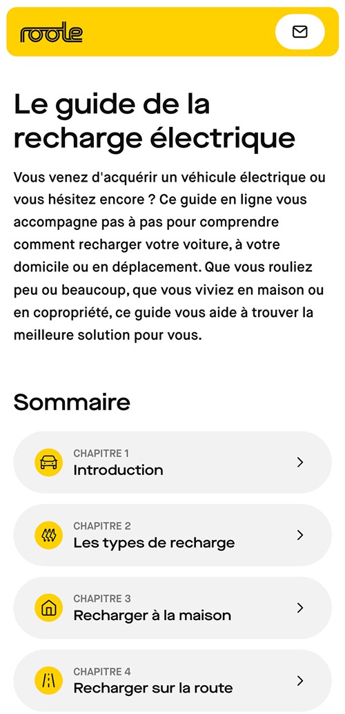 Version mobile du site du guide de la recharge