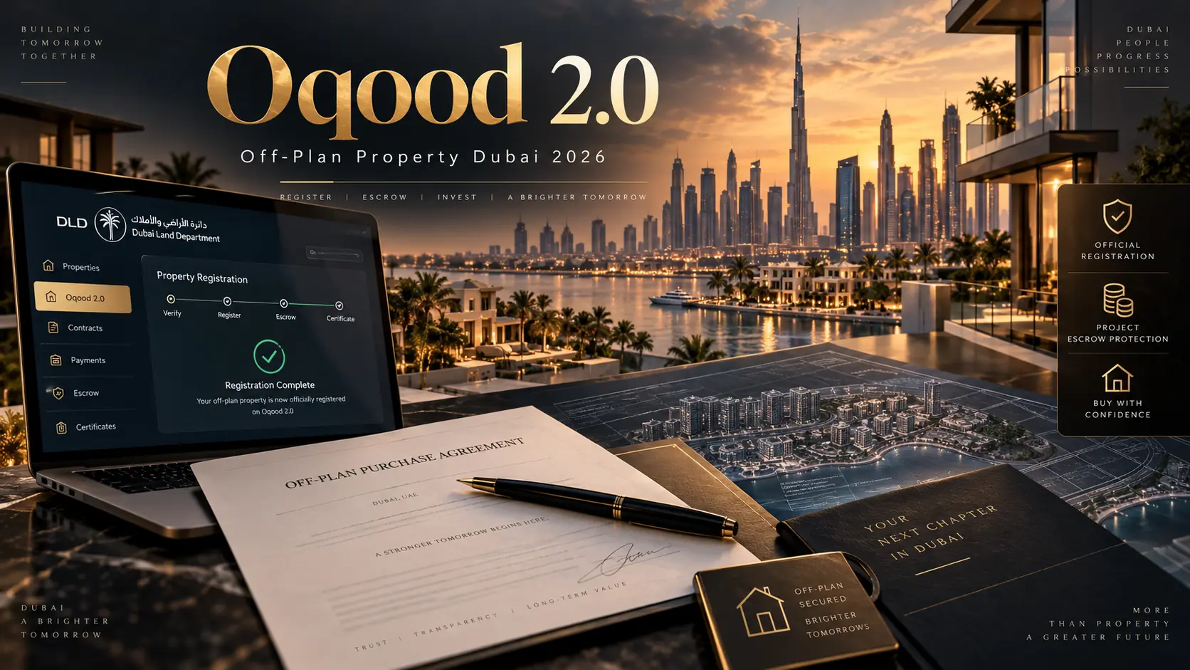 Oqood 2.0 وتسجيل شراء عقار قيد الإنشاء على الخارطة في دبي 2026