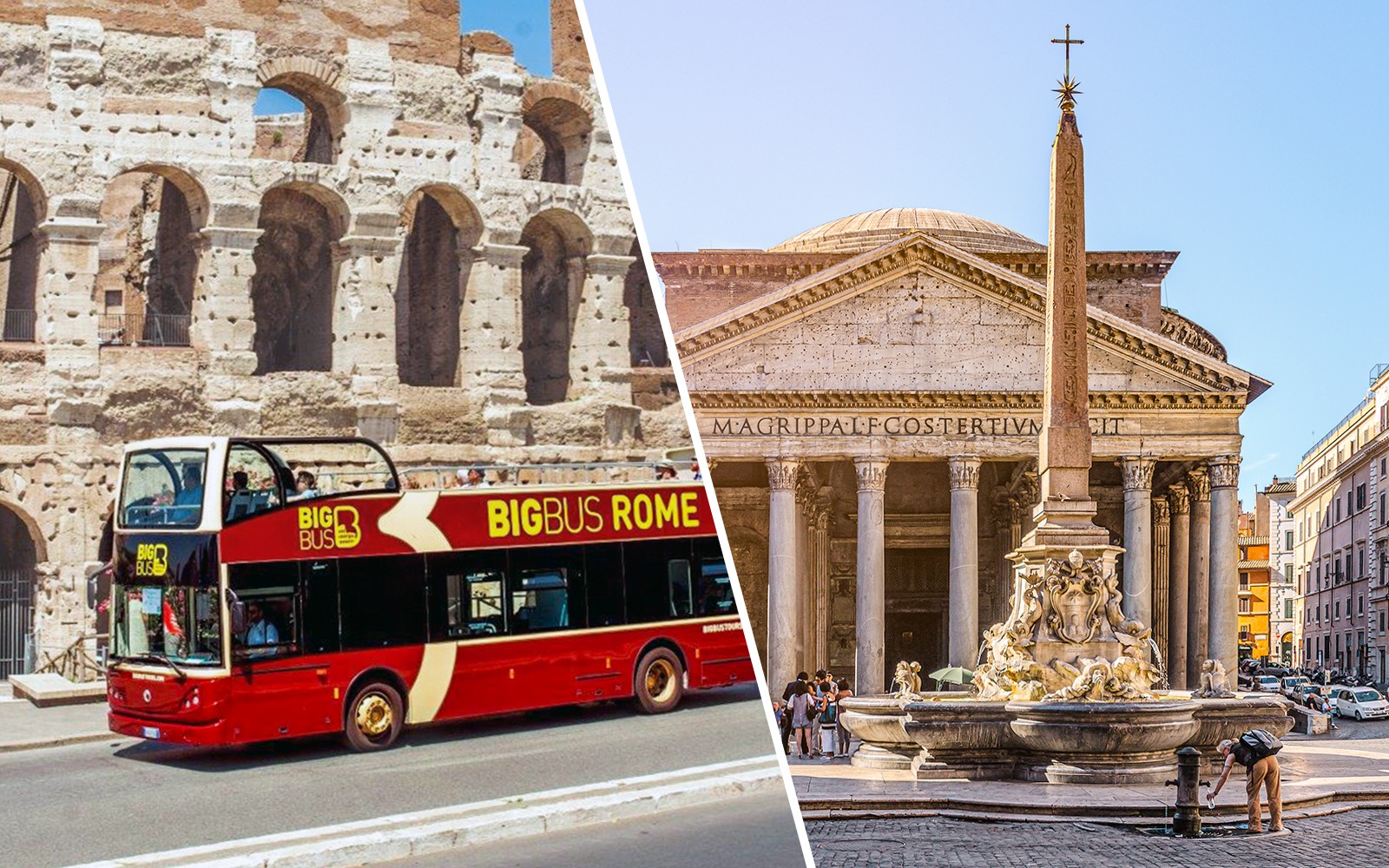Big Bus 罗马观光游（含语音导览），带您游览斗兽场与万神殿周边景点。