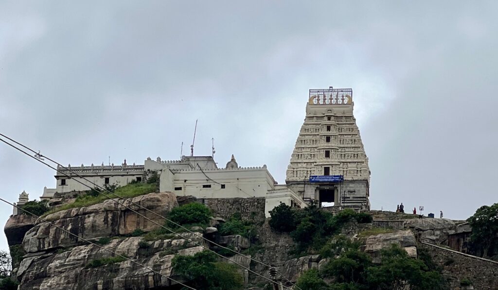 Yoga Narasimha temple on a hillock in Melukote