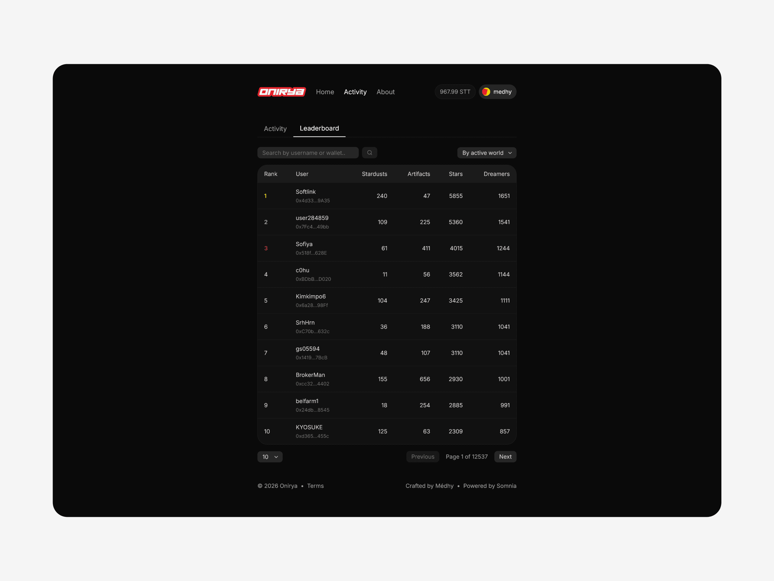 Landing - Dark version