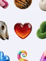 Collection d’objets 3D aux formes et textures variées