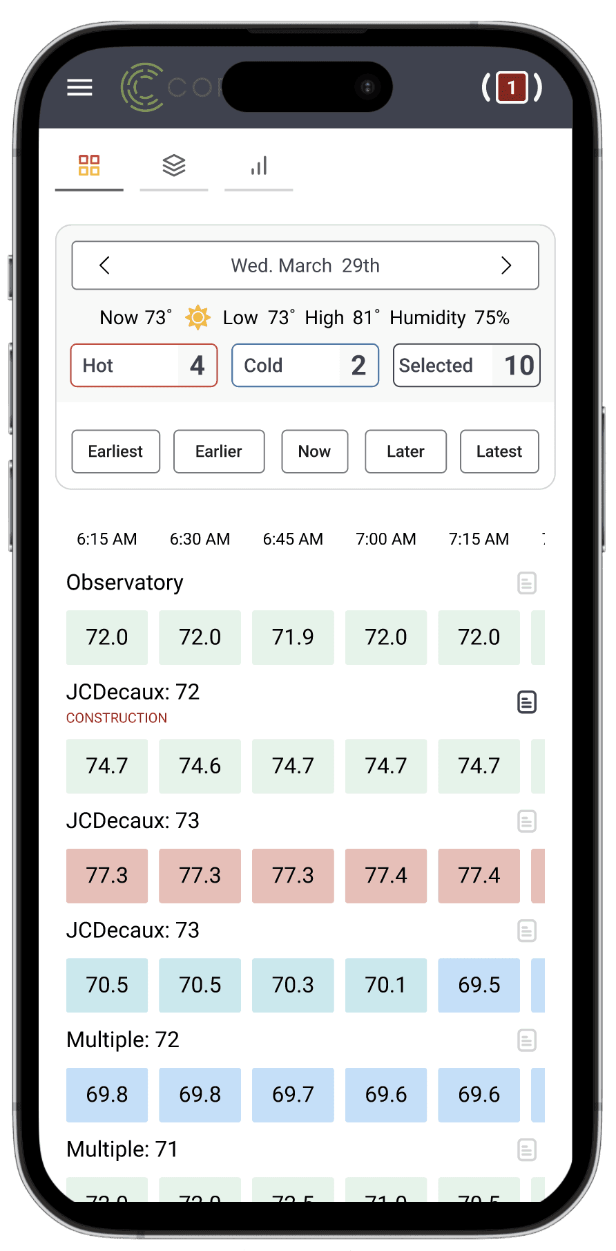 Mobile view - heatmap floors