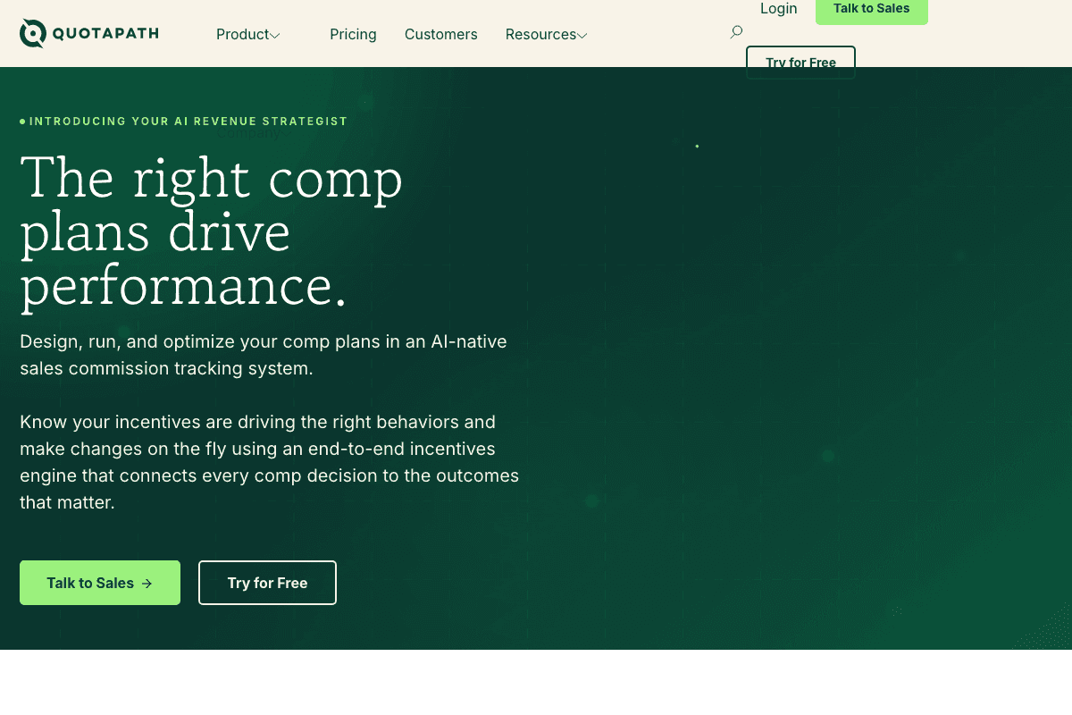 QuotaPath homepage, transparent commission tracking for SMB and lean RevOps teams
