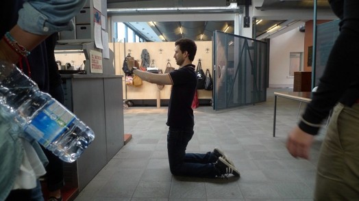 a male student taking a photo