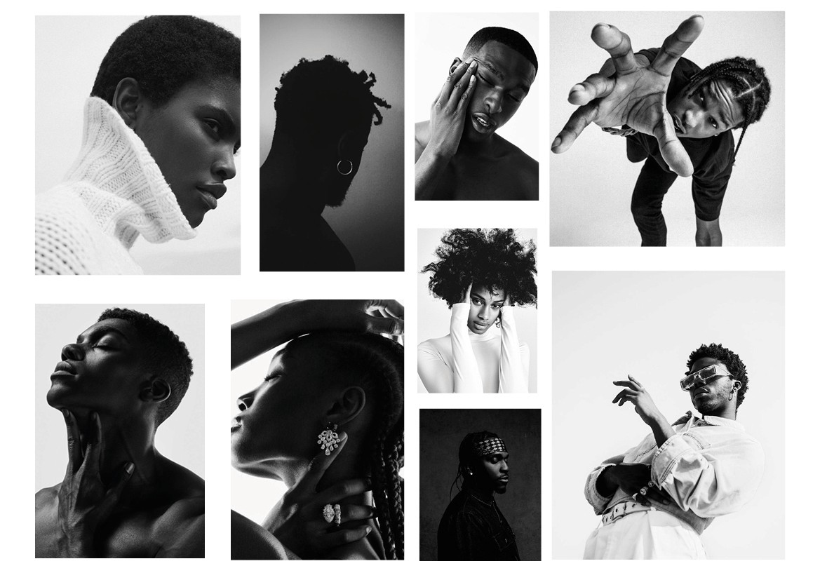 Film photography with flash: A collection of portraits or close up images made by photographers that portray a deep thinking emotion. 