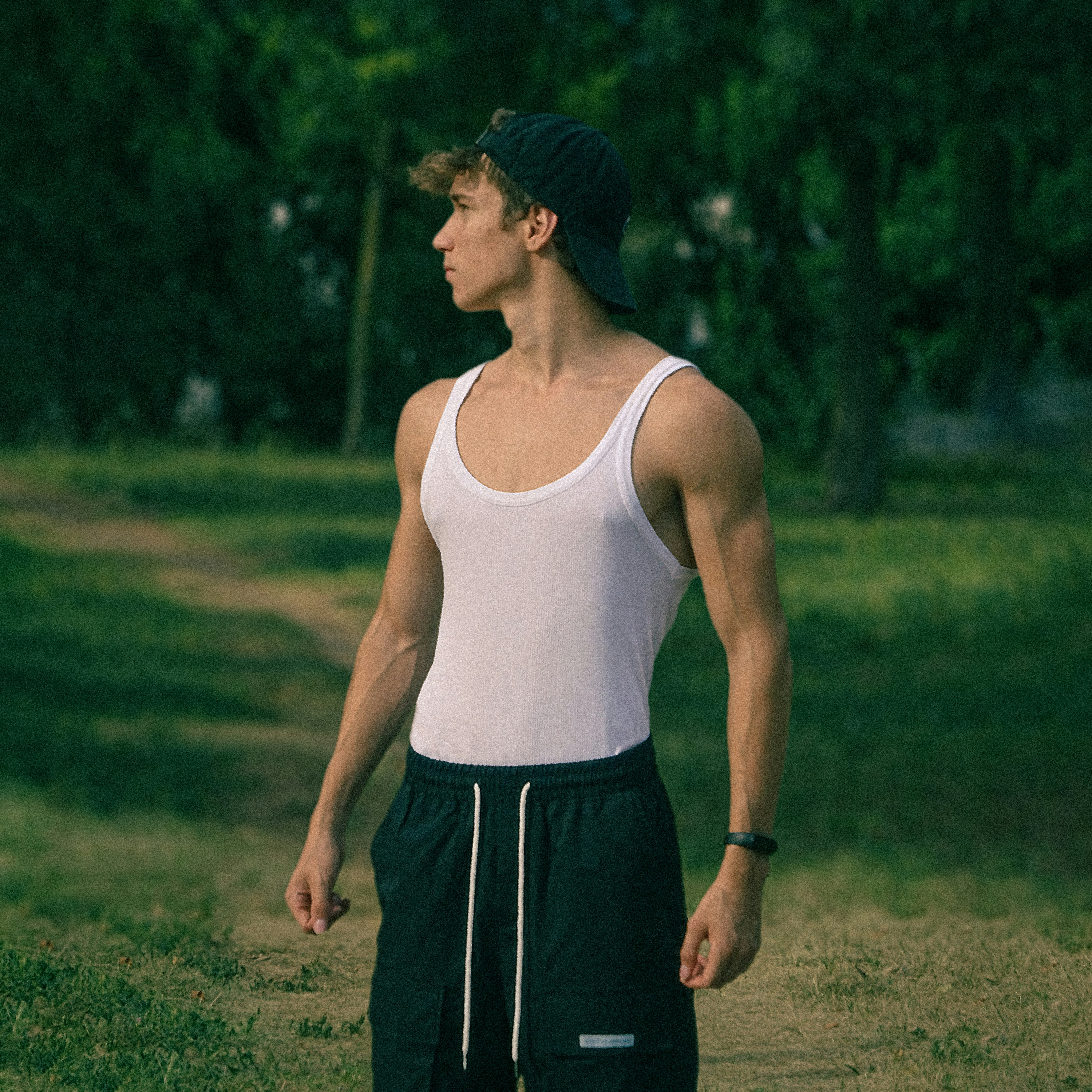 a woman walking on a path