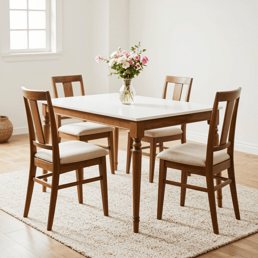 product photography of a dining table with chairs