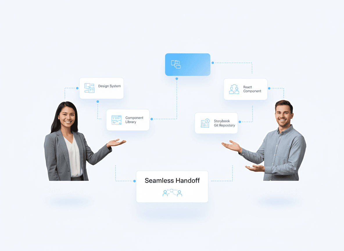Design to development handoff using shared design system components for faster and error-free frontend implementation
