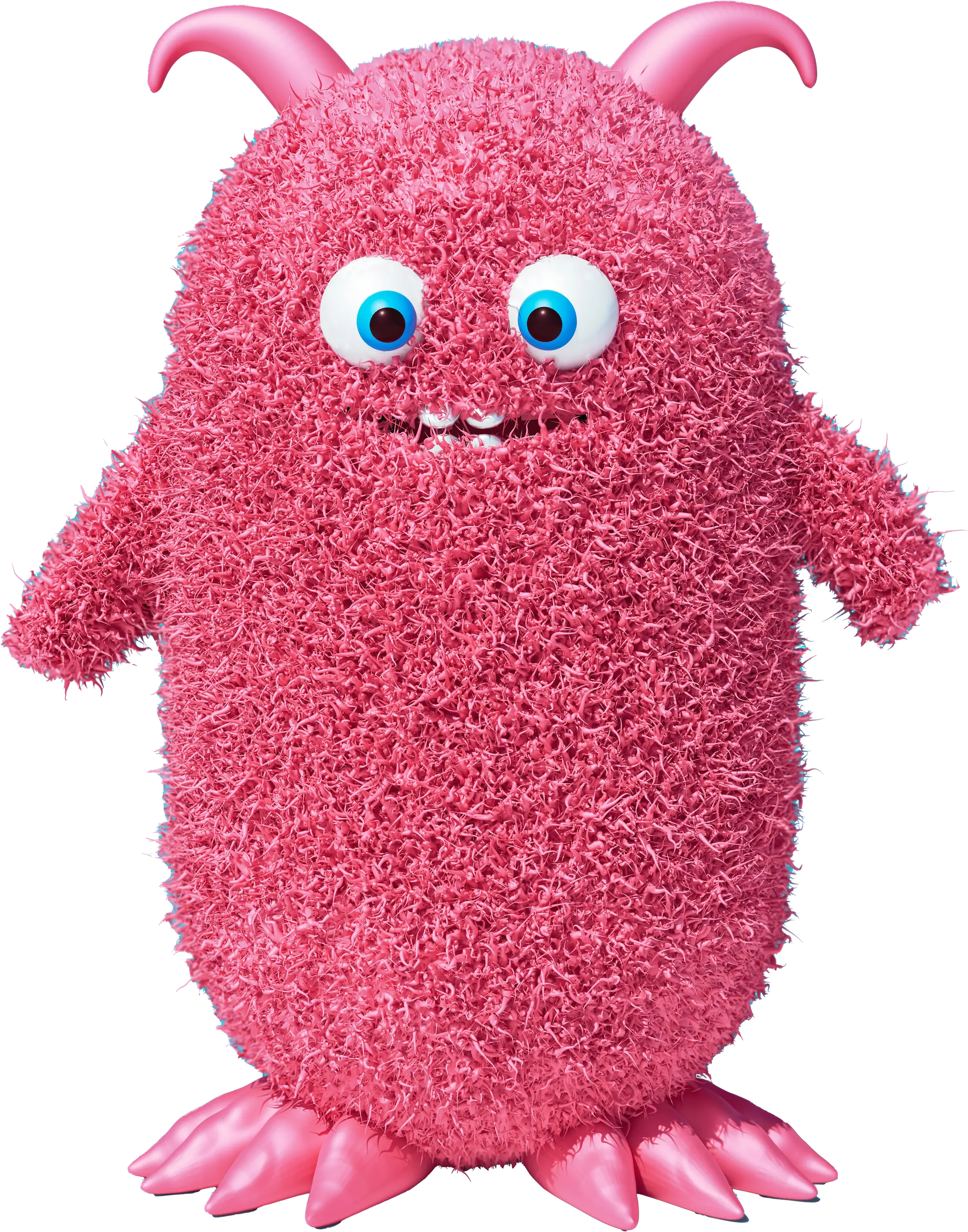 Pink fuzzy character representing focused one-at-a-time automation implementation approach