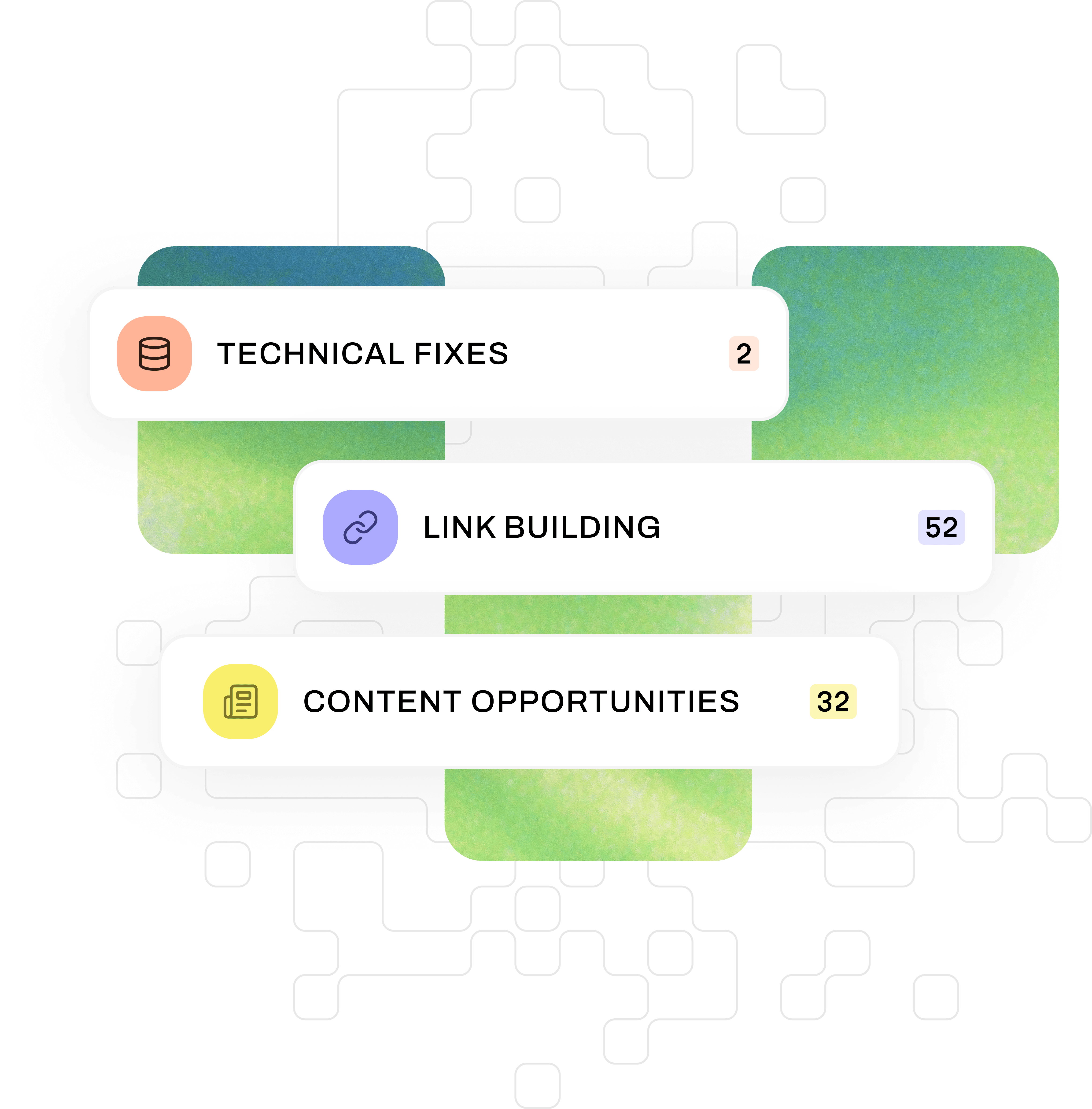 cards showing suggested actions