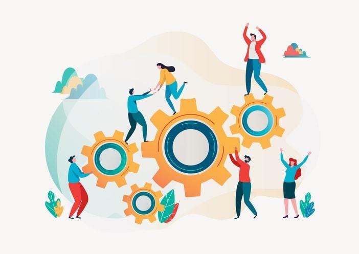 An overview of workforce staffing showing diverse professionals engaged in a discussion.