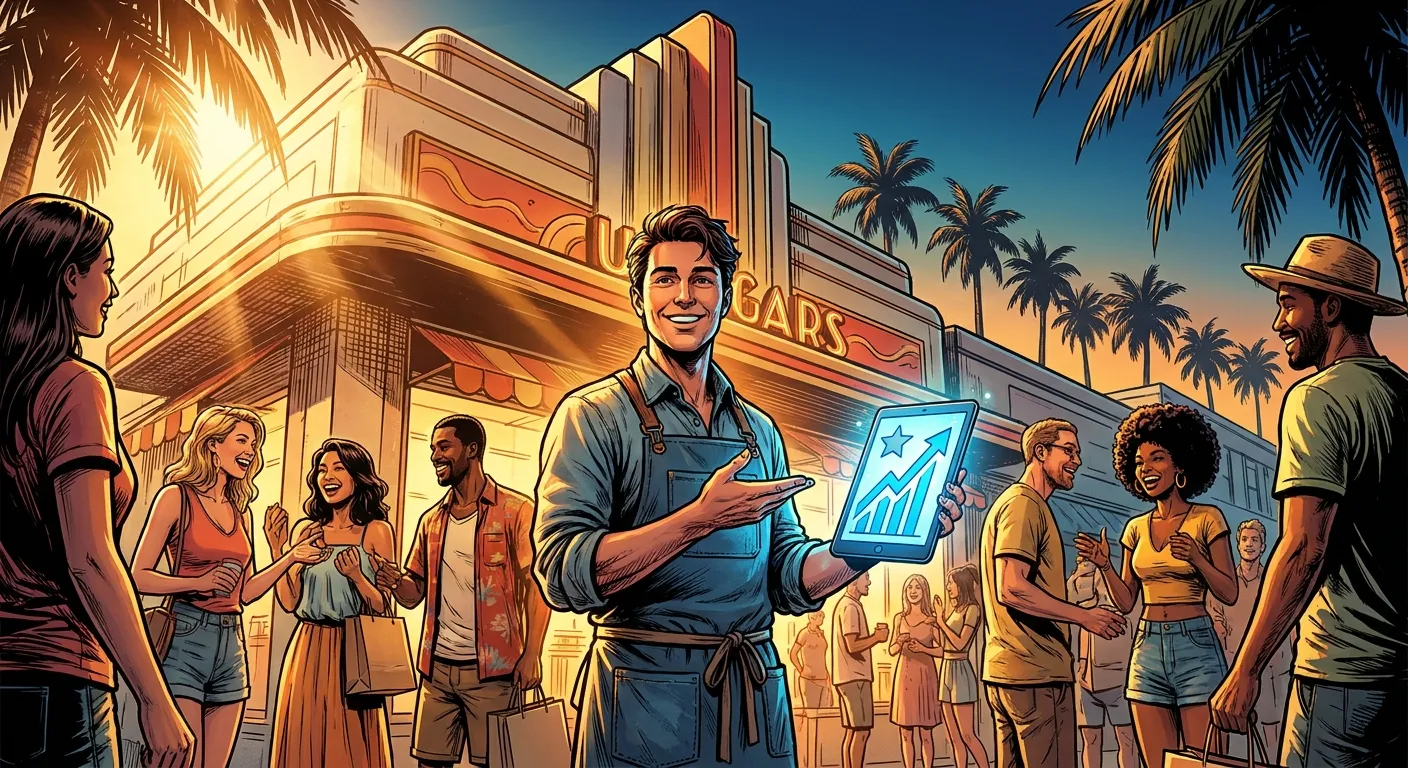 RockN' Socials: Vibrant Digital Marketing Agency scene with upbeat people.