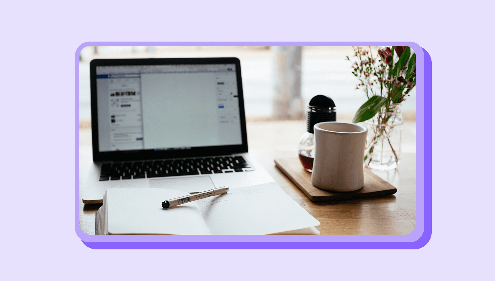 A laptop is left open.