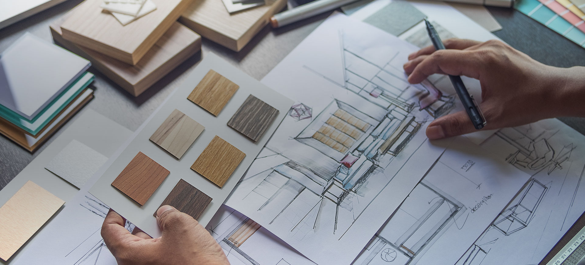 Architect Drawing up Renderings by hand.