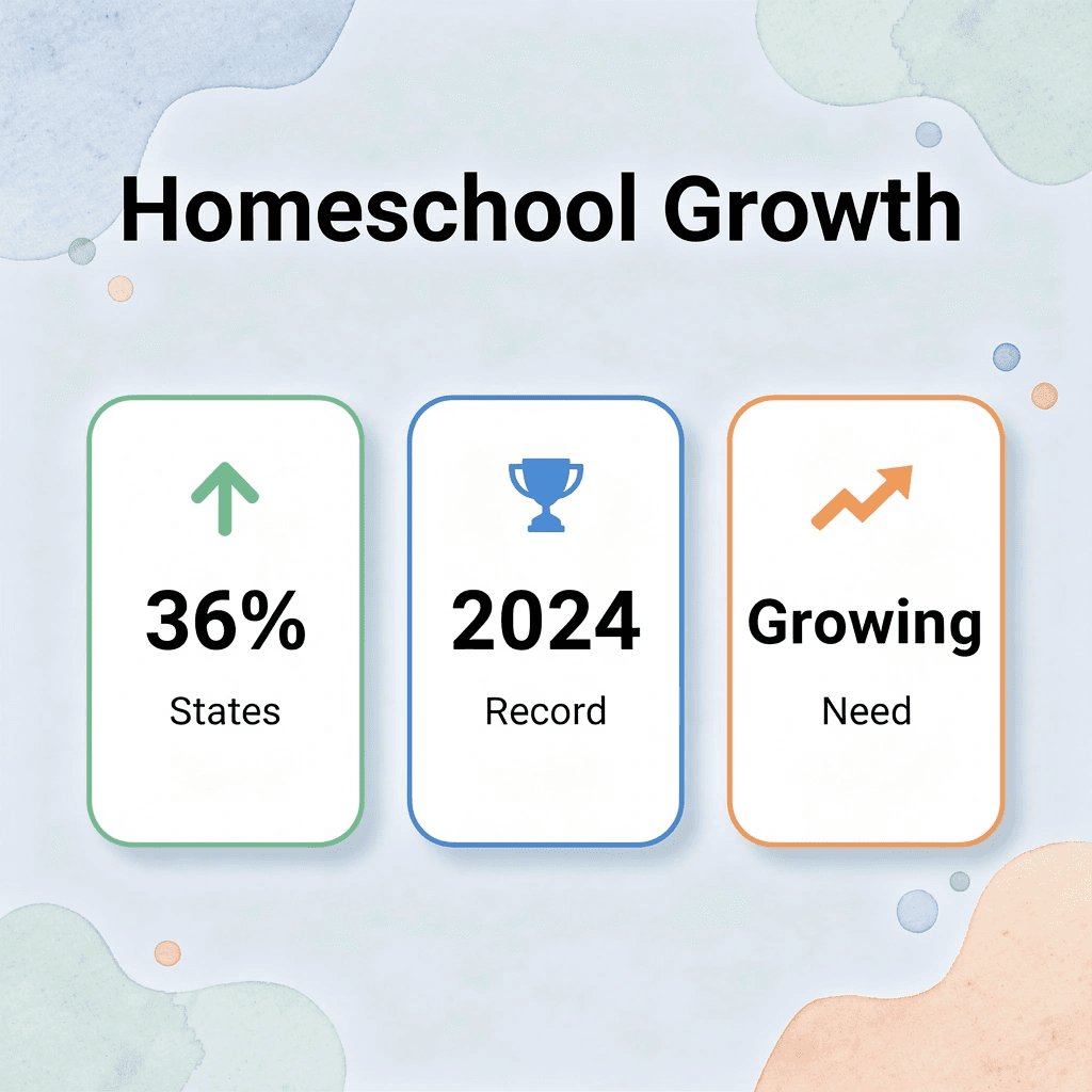 Statistics showing homeschool enrollment growth in 2024