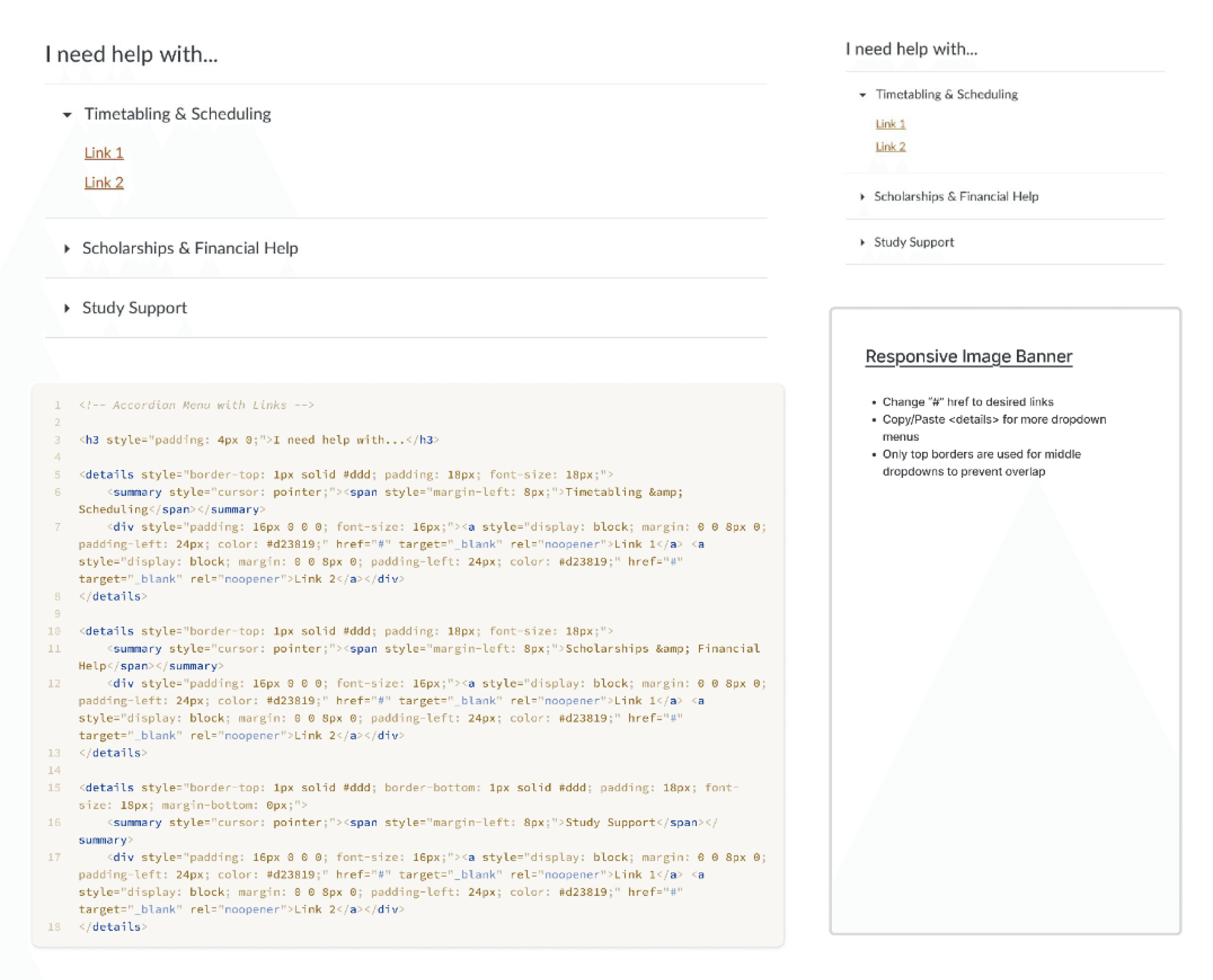 Code documentatin of links