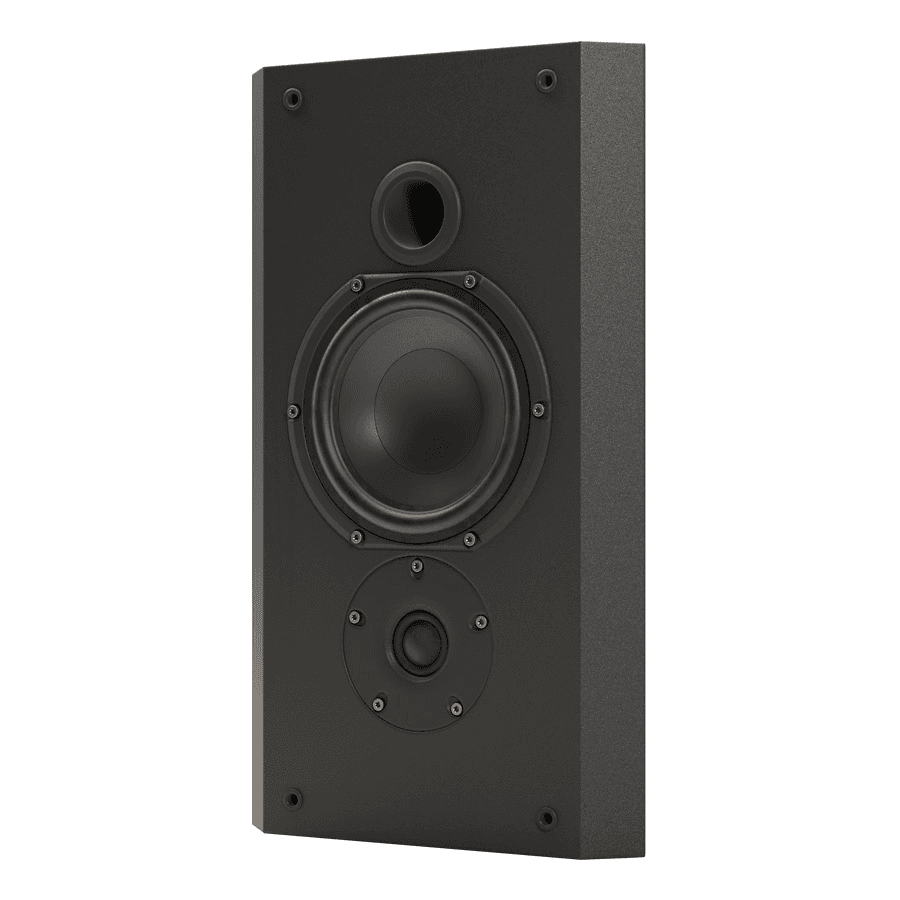 Black speaker with tweeter and woofer