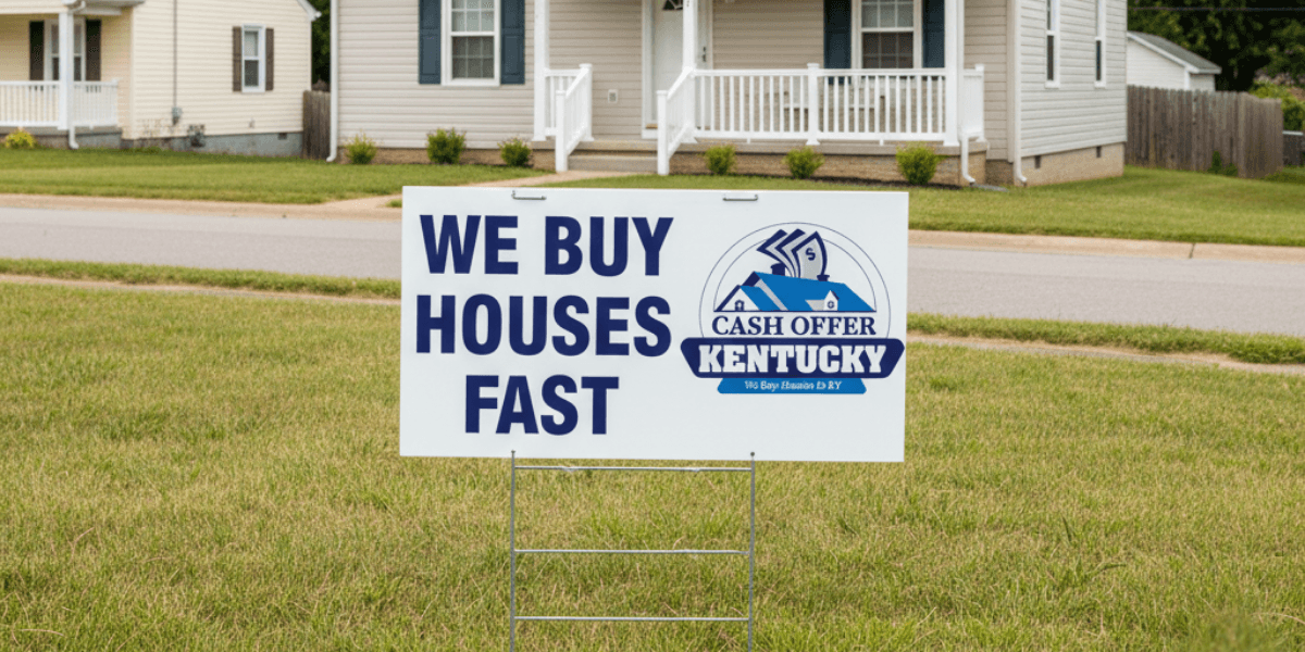 Cash Offer Kentucky sign offering fast cash for homes, showcasing a hassle-free selling option for Louisville homeowners.
