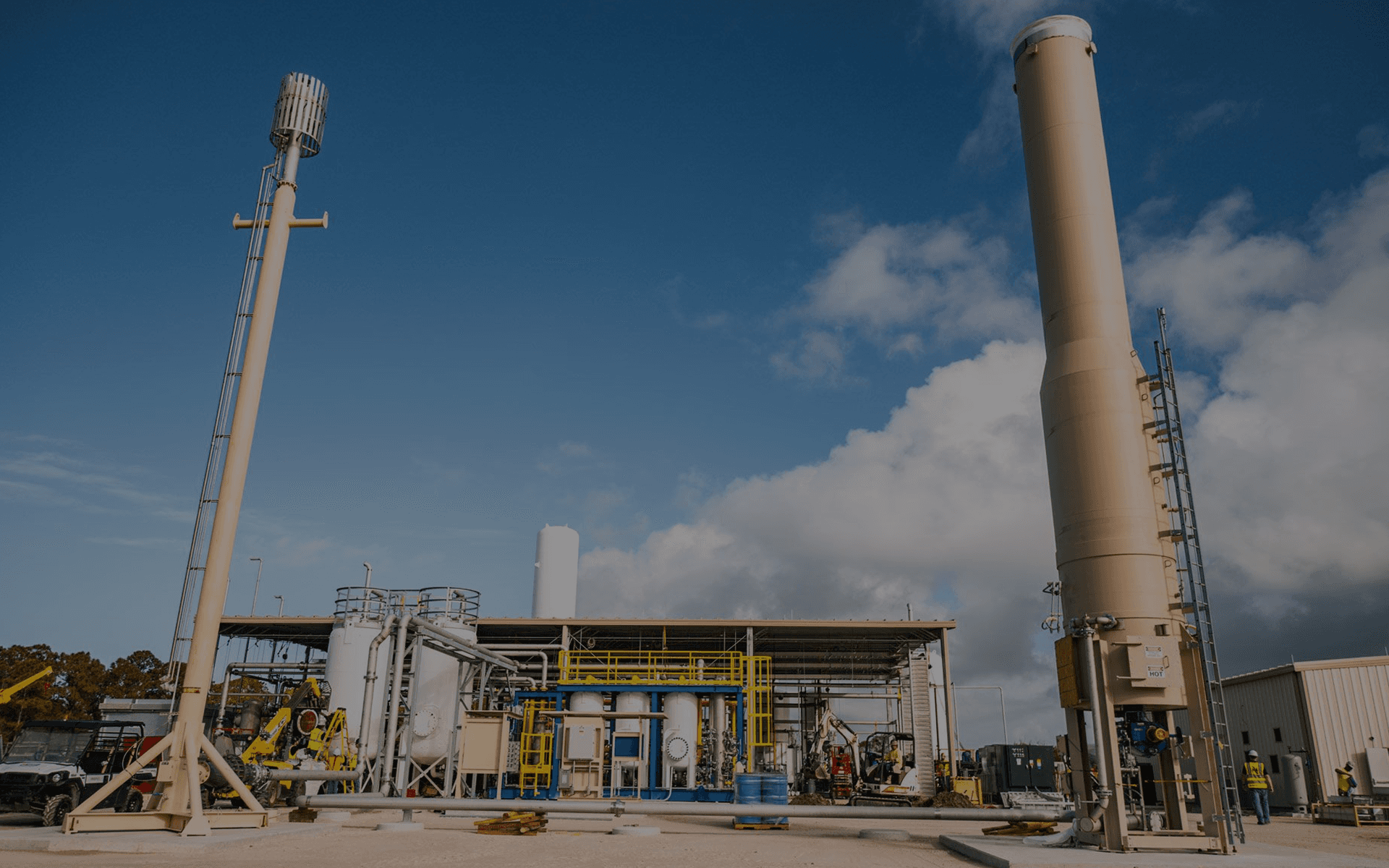 City lights and traffic at dusk.