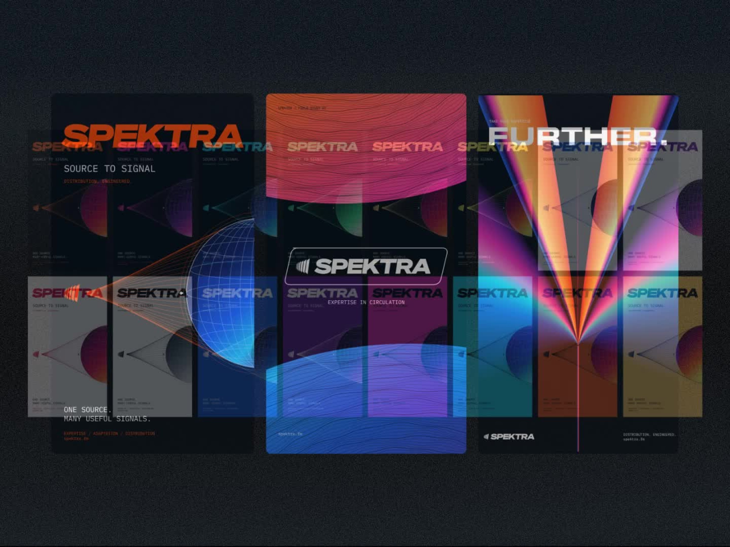 Spektra — poster series: Source to Signal, Expertise in Circulation, Further