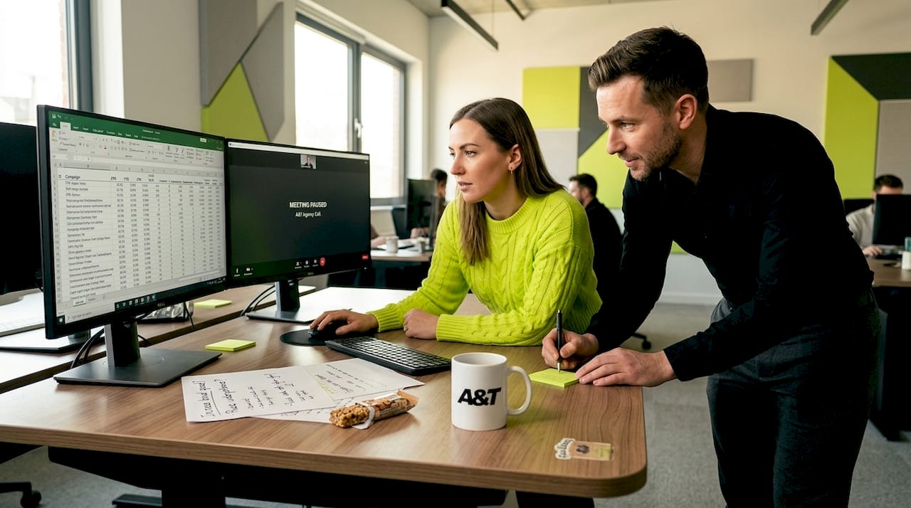 Team collaborating on PPC campaign results