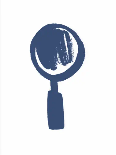 Blue magnifying glass illustration