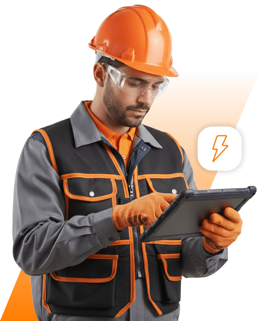 Homem de boné utilizando um tablet