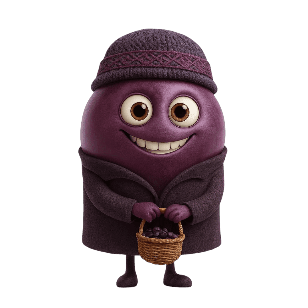 Fetească Neagră grape berry illustration for wine education.