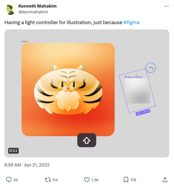 Tweet: Having a light controller for illustration, just because #figma