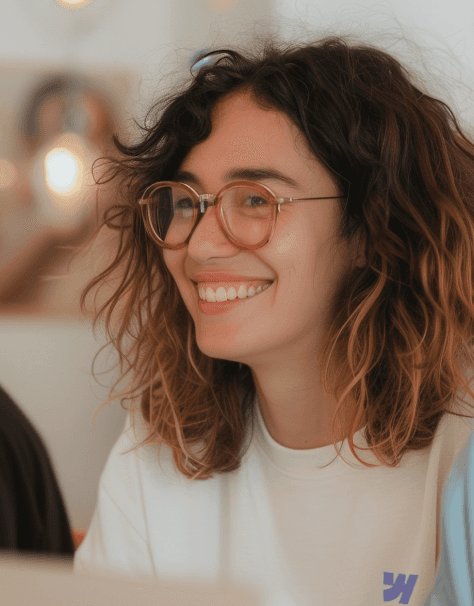 Young woman smiling at someone