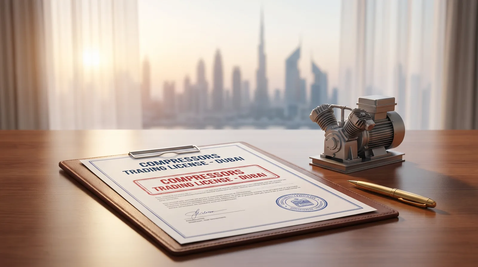 Compressors Trading License in Dubai beside an itemised cost breakdown and a calculator